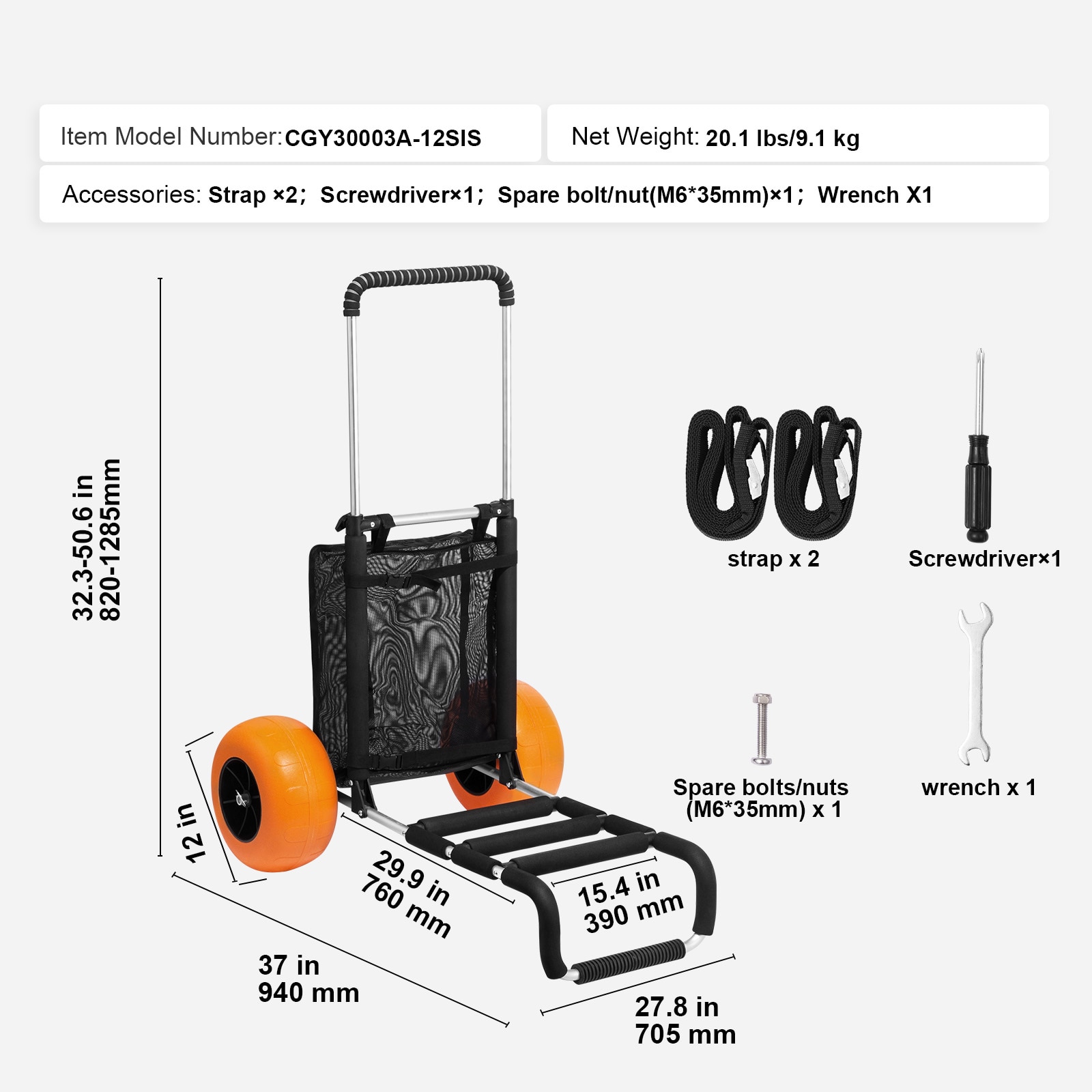 Foldable Beach Cart For Sand With Heavy Duty All-terrain Wheels_voghion.com